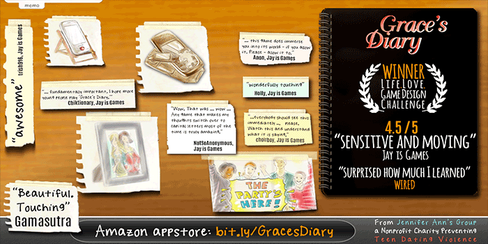 Grace's Diary is an award-winning video game developed to prevent teen dating violence.