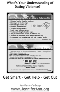 8 1/2 x 11 inch Black & White poster about Teen Dating Violence from Jennifer Ann's Group