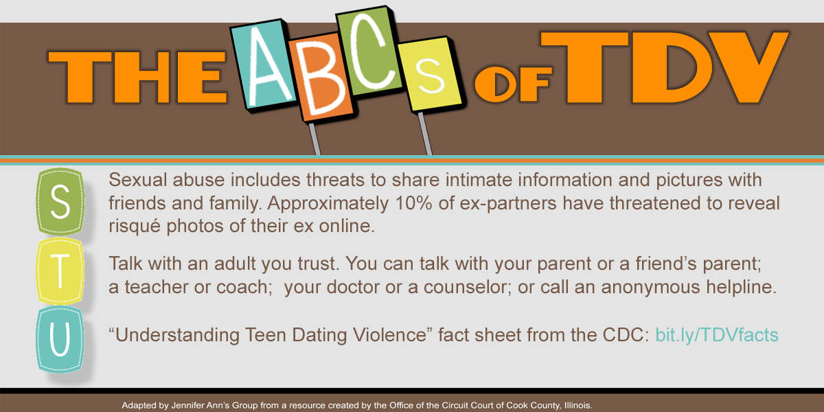 The ABCs of TDV. Teen dating violence S, T, U.